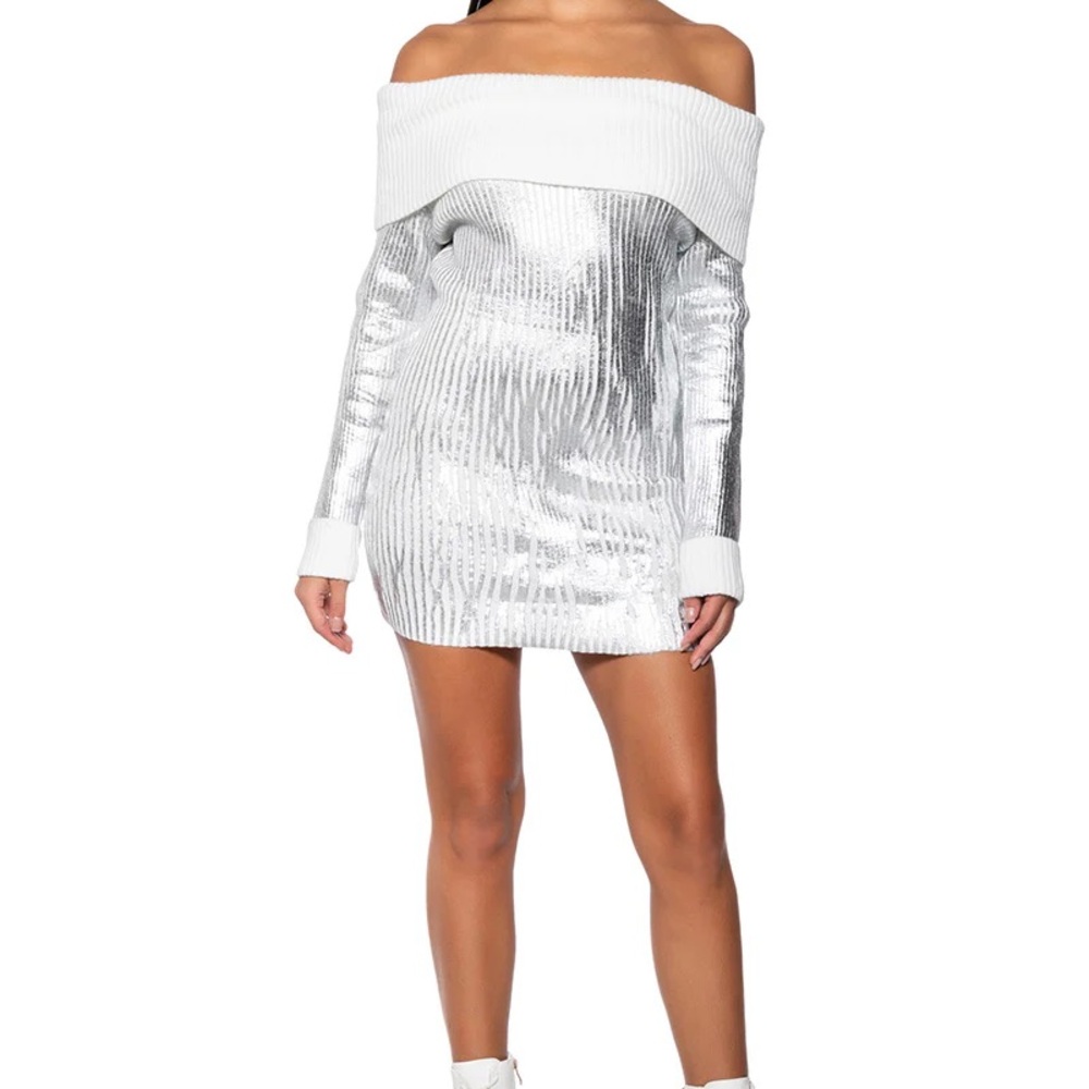 TAKE ME TO ASPEN METALLIC MINI DRESS - XL - Picture 5 of 6